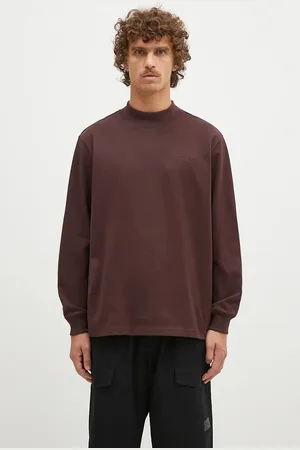 adidas Bavlněné tričko s dlouhým rukávem Longsleeve Mock Neck vínová barva