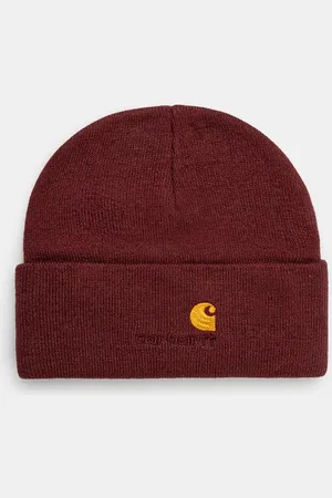 Carhartt Čepice American Script Beanie vínová barva
