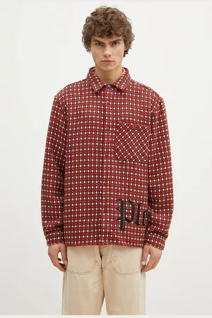 Pleasures Košile s příměsí vlny Cross Work Shirt barva