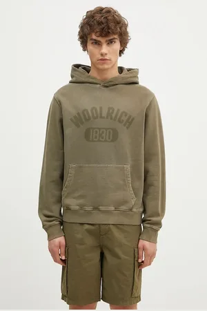 Woolrich Bavlněná mikina Garment Dyed Logo Hoodie pánská