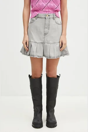 Ganni Džínová sukně Future Denim Pleated Mini Skirt barva