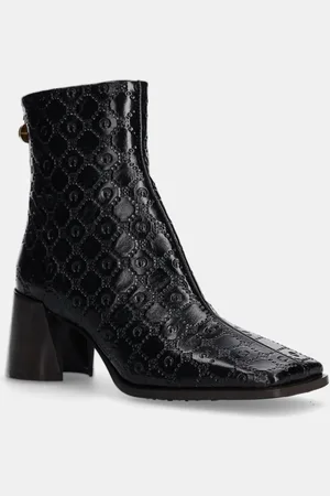 Marine Serre Kožené kotníkové boty Moonogram Embossed Leather Ms Block dámské