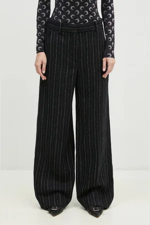 Kenzo Vlněné kalhoty Stripped Wide Pants barva