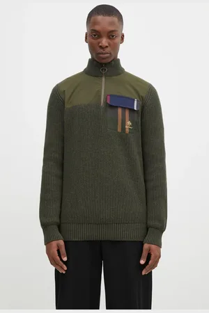 Baracuta Vlněný svetr Barbour x Baracut Miller Half Zip Knit pánský