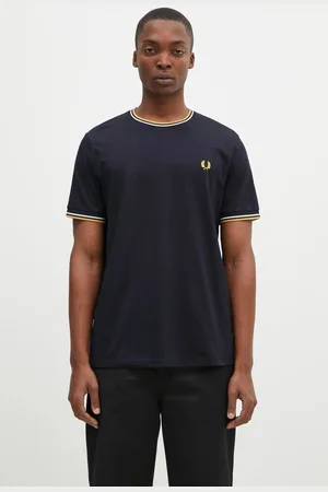 Fred Perry Bavlněné tričko Twin Tipped T-Shirt tmavomodrá barva
