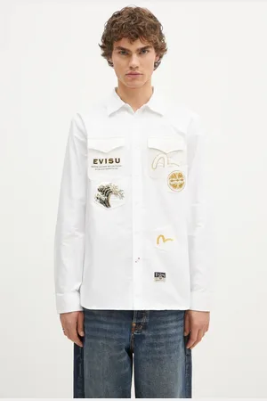 Evisu Bavlněná košile Logos & Wave Emb barva