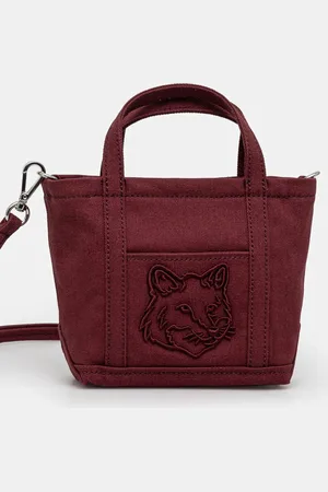 Maison Kitsuné Taška Fox Head Mini Tote vínová barva