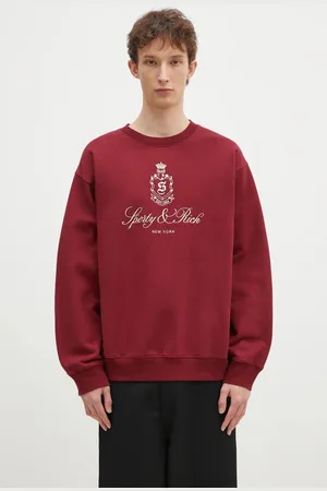 Sporty & Rich Bavlněná mikina Vendome Embroidered vínová barva