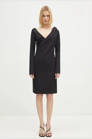 J.W.Anderson Šaty Shoulder Drape V-Neck Dress barva