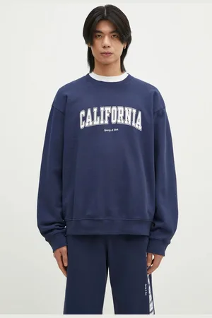 Sporty & Rich Bavlněná mikina California tmavomodrá barva