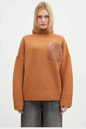 J.W.Anderson Vlněný svetr Leather Patch Pocket Jumper dámský
