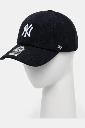 Sporty & Rich Vlněná kšiltovka Yankees Serif Wool tmavomodrá barva