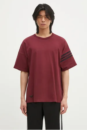 adidas Bavlněné tričko Neuclassics vínová barva