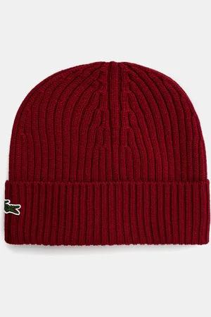 Lacoste Vlněná čepice vínová barva