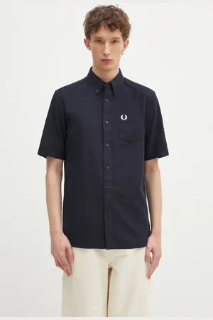 Fred Perry Bavlněná košile tmavomodrá barva