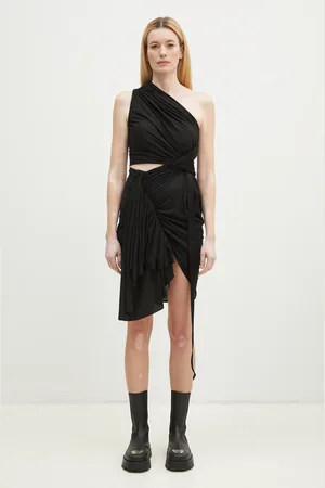 Rick Owens Bavlněné šaty Rick Owens Fog barva