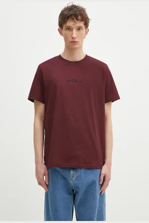 Fred Perry Bavlněné tričko vínová barva
