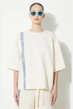 J.W.Anderson Halenka s lněnou směsí Boxy T-Shirt barva