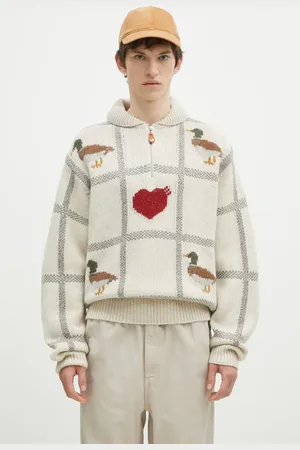 HUMAN MADE Vlněný svetr Animal Half-Zip Knit Sweater pánský