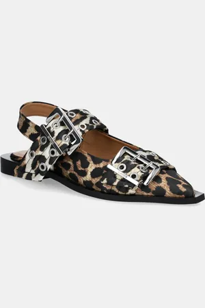 Ganni Baleríny Feminine Buckle Ballerina Satin Print barva