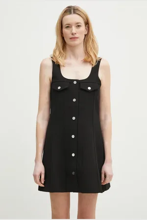 Ganni Šaty Bonded Crepe Mini barva