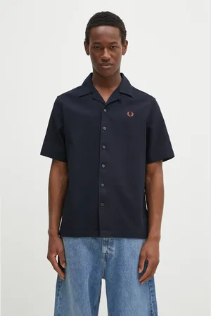 Fred Perry Bavlněná košile tmavomodrá barva