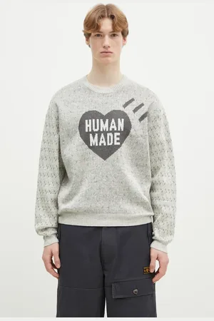 HUMAN MADE Svetr s příměsí lnu Heart Knit Sweater pánský
