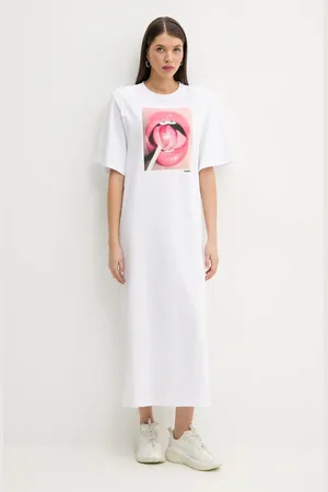 Fiorucci Bavlněné šaty Lollipop Mouth Print Maxi T-Dress barva