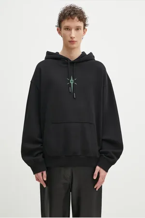 MARCELO BURLON Bavlněná mikina County Goth Boxy Hoodie Black Deep Green pánská