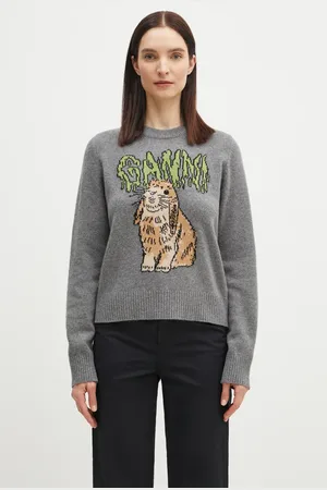Ganni Vlněný svetr Graphic Wool Mix Bunny dámský