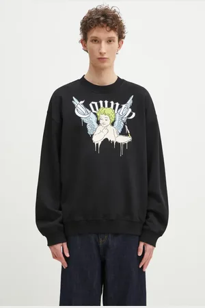 MARCELO BURLON Bavlněná mikina County Angel Boxy Crewneck Black Multico pánská