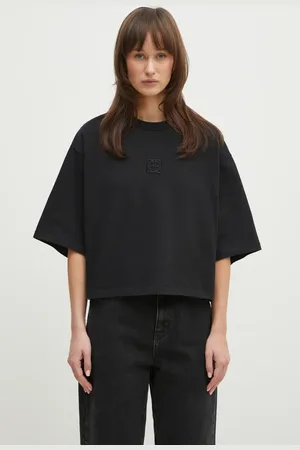 ANINE BING Bavlněné tričko Myers Cropped Tee Framed Monogram barva