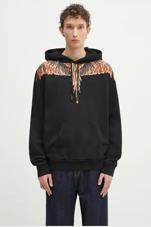 MARCELO BURLON Bavlněná mikina Icon Wings Regular Hoodie Black Orange pánská