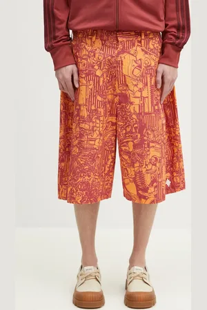 MARCELO BURLON Bavlněné šortky Aop Mech Pajama Shorts Orange Burgundy pánské