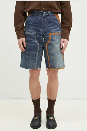 Andersson Bell Džínové šortky Denim Trompe L`Oeil Double Knee tmavomodrá barva