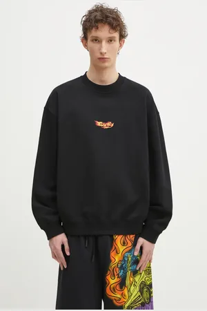 MARCELO BURLON Bavlněná mikina County Flame Boxy Crewneck Black Red pánská