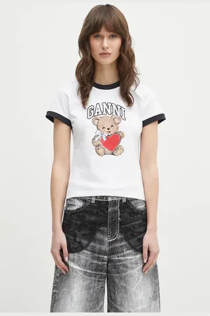 Ganni Bavlněné tričko Basic Jersey Bear Small barva