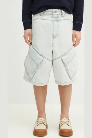 MARCELO BURLON Džínové šortky Bleach Dnm Wide Cargo Shorts Light Blue pánské