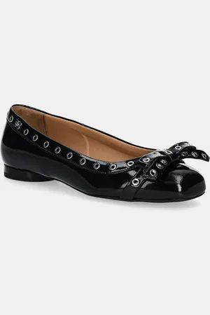 Ganni Baleríny Eyelets Bow Ballerina Naplack barva