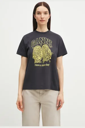 Ganni Bavlněné tričko Basic Jersey Owls Relaxed barva