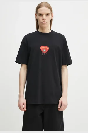 MARCELO BURLON Bavlněné tričko Bunny Heart Basic T-Shirt Black Red barva