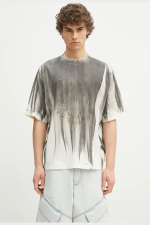 MARCELO BURLON Bavlněné tričko Fire Heart Spray Boxy T-Shirt Ecru Mediu barva