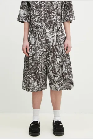 MARCELO BURLON Bavlněné šortky Aop Mech Pajama Shorts Dark Grey Medium pánské