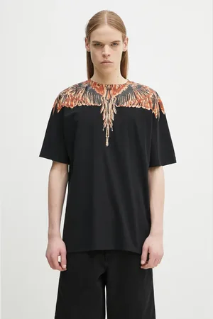 MARCELO BURLON Bavlněné tričko Icon Wings Basic T-Shirt Black Orange barva