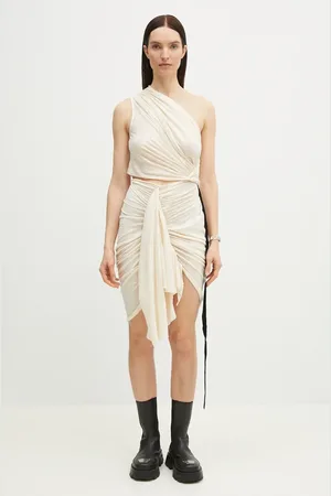 Rick Owens Bavlněné šaty Rick Owens Fog barva