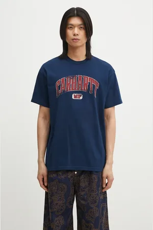 Carhartt Bavlněné tričko S/S Lecture T-Shirt tmavomodrá barva