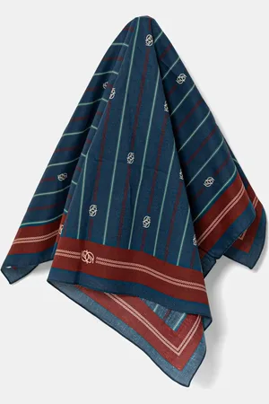 Drôle de Monsieur Bavlněný šátek Le Foulard RayE Monogramme tmavomodrá barva