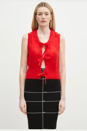 Ganni Vlněná vesta Light Mohair Tie String Vest barva