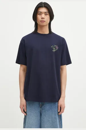 Drôle de Monsieur Bavlněné tričko Le T-Shirt Slogan Esquisse tmavomodrá barva