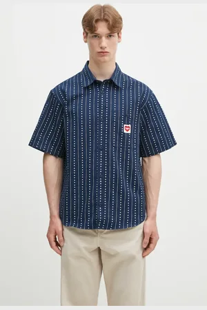 Carhartt Bavlněná košile S/S Drewe Shirt tmavomodrá barva